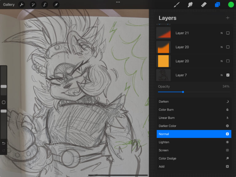 A screenshot of a drawing of Surge the Tenrec. The sketch opacity is at 24%.